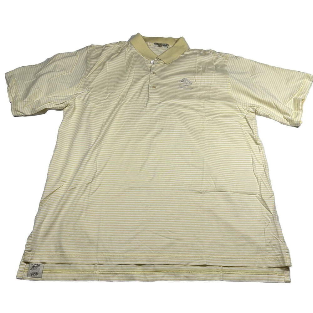 Vintage Peter Millar Golf Shirt Mens L Yellow  Striped Canyon‎ Ridge *Hole*